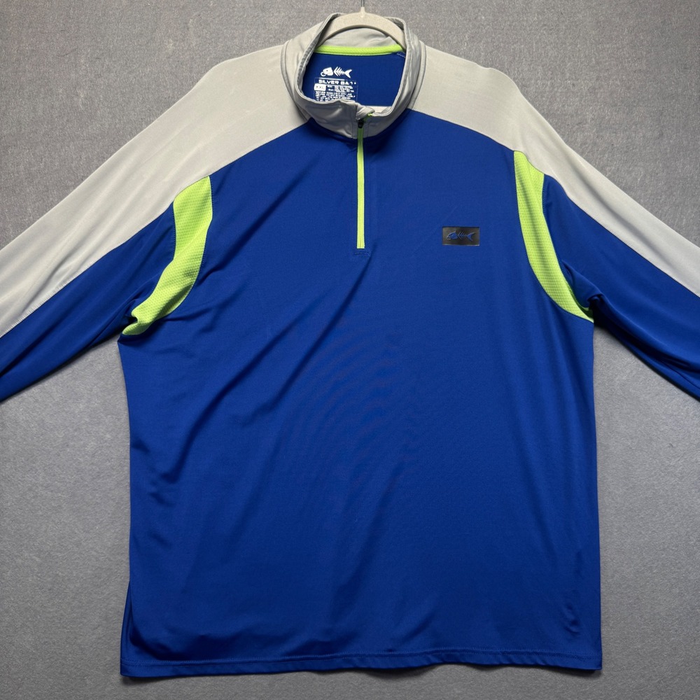 Silver Bait Mens XXL Blue Gray Long‎ Sleeve 1/4 Zip Performance Fishing Shirt